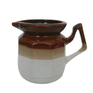 Vintage Retro 70s Three-Tone Glaze  Octagonal with Angular Handle